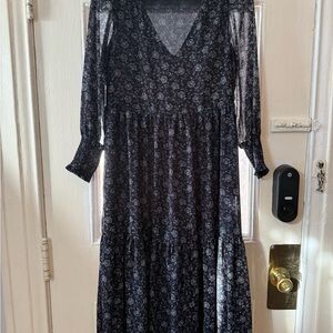 Madewell Black Floral Dress